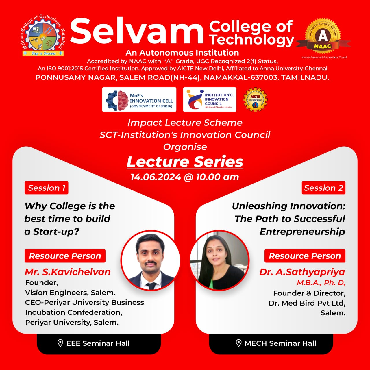 Selvam College lecture series poster