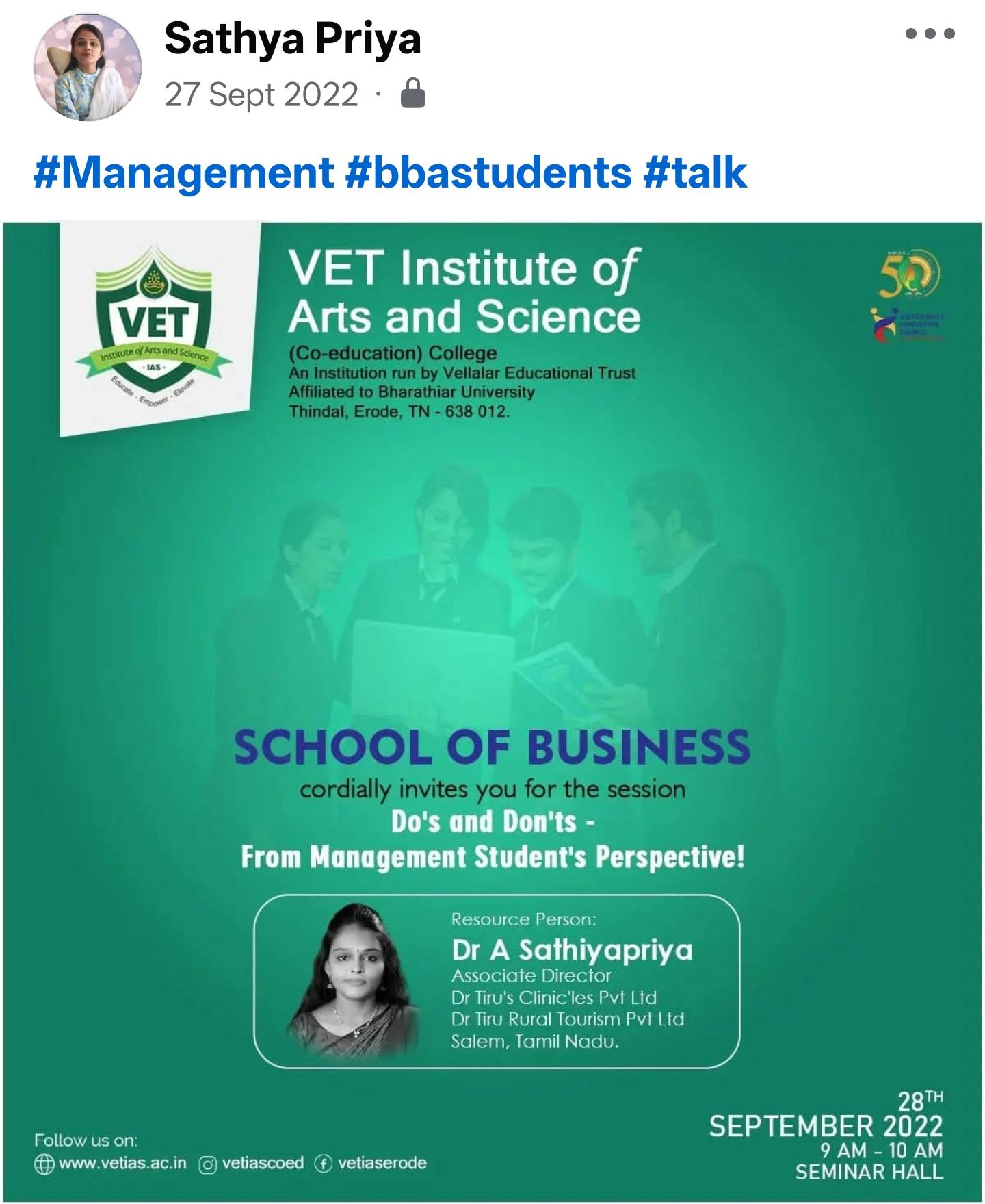 VET Institute School of Business poster