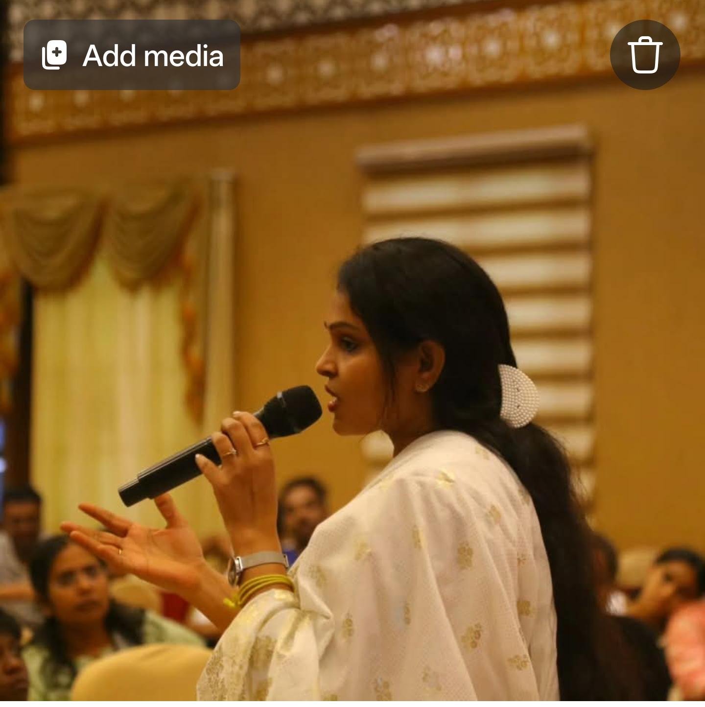 Sathya Priya Arul Jothi speaking at an event